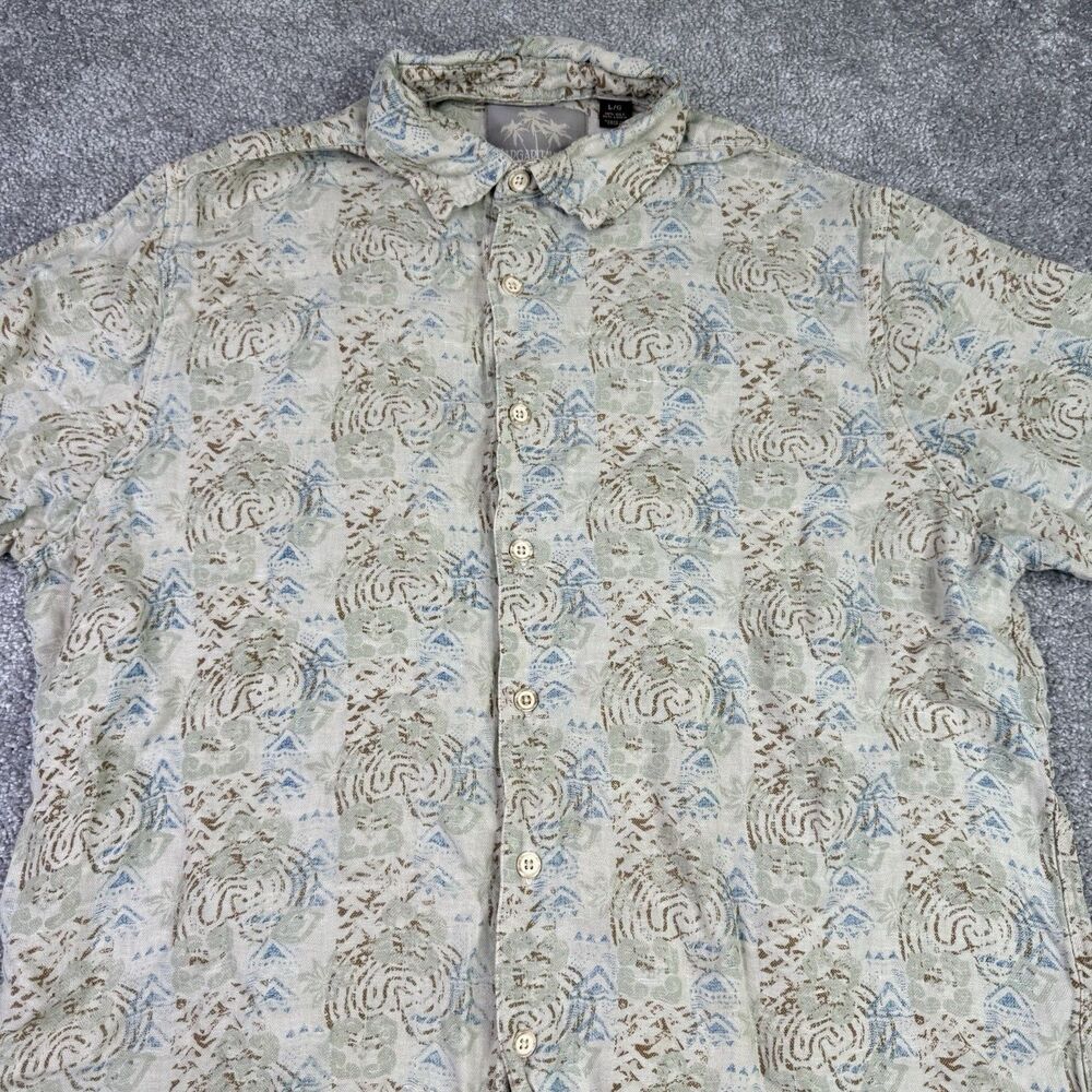 Margaritaville Short Men’s Large Beige Short Sleeve Button Down Beach Casual